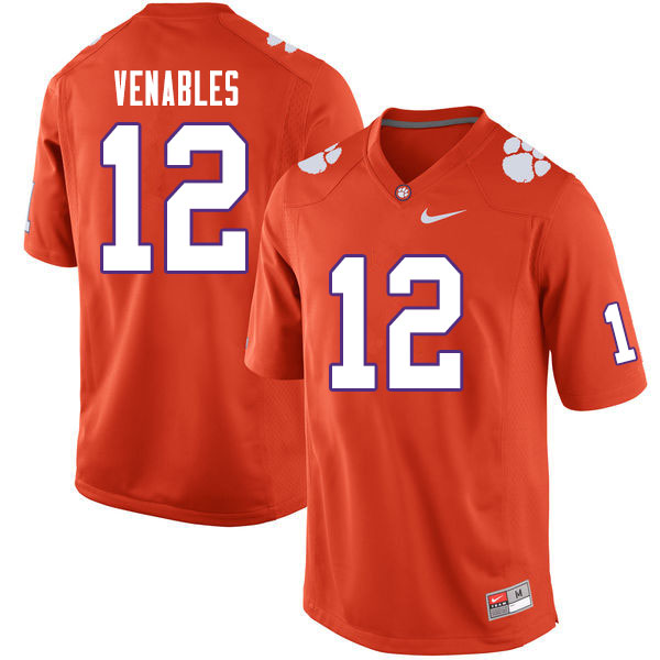 Men #12 Tyler Venables Clemson Tigers College Football Jerseys Sale-Orange